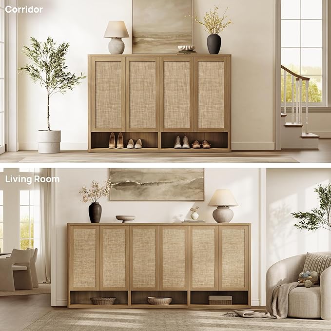 SICOTAS Rattan Shoe Storage Cabinet - Image 4