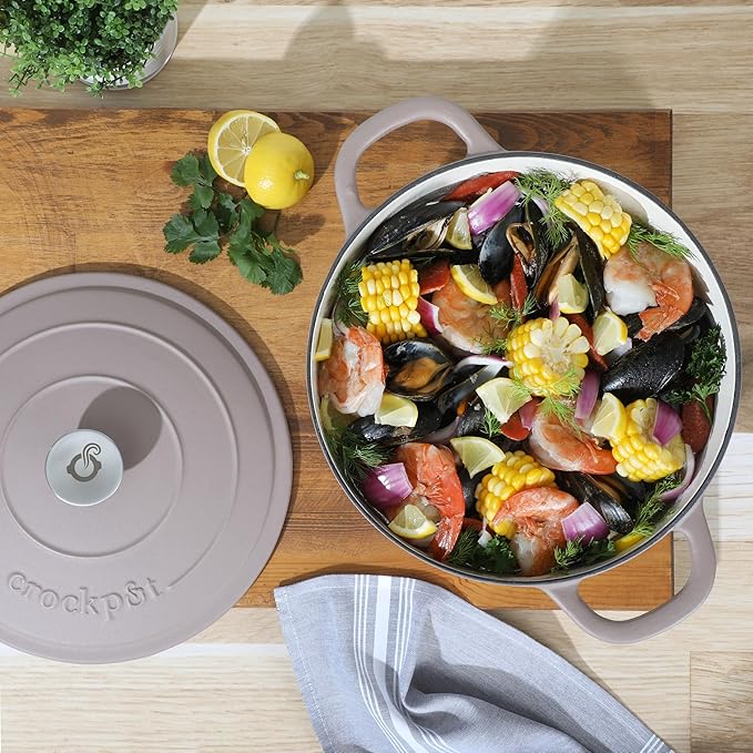 Crock Pot Artisan 7-Quart European Enameled Round Cast Iron Dutch Oven Pot - Image 3