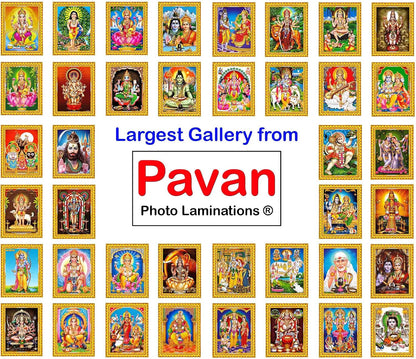 Pavan Photo Laminations Satyanarayana Swamy Satyanarayan Satya Narayan Bhagwan Lord Sri Sathya Narayana Ji Ki Framed Painting Wall Hanging (Gold,Small Size,6x8in) R618S