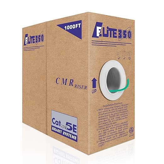 Elite CAT5E Riser, UTP 24AWG, Solid Bare Copper, UL Certified, Bulk Ethernet by InfinityCableProducts