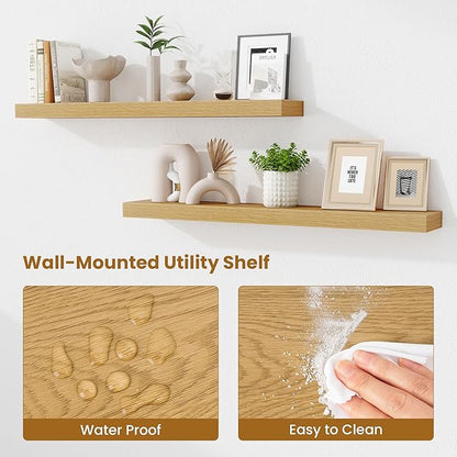 Fun Memories 40 Inch Floating Shelves, Long Wood Wall Shelf Set of 2 - Image 4