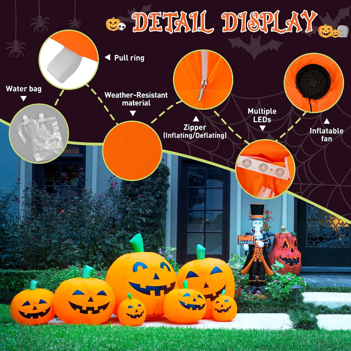 TISEJOY 7.5FT Halloween Inflatables Outdoor Decorations Pumpkin