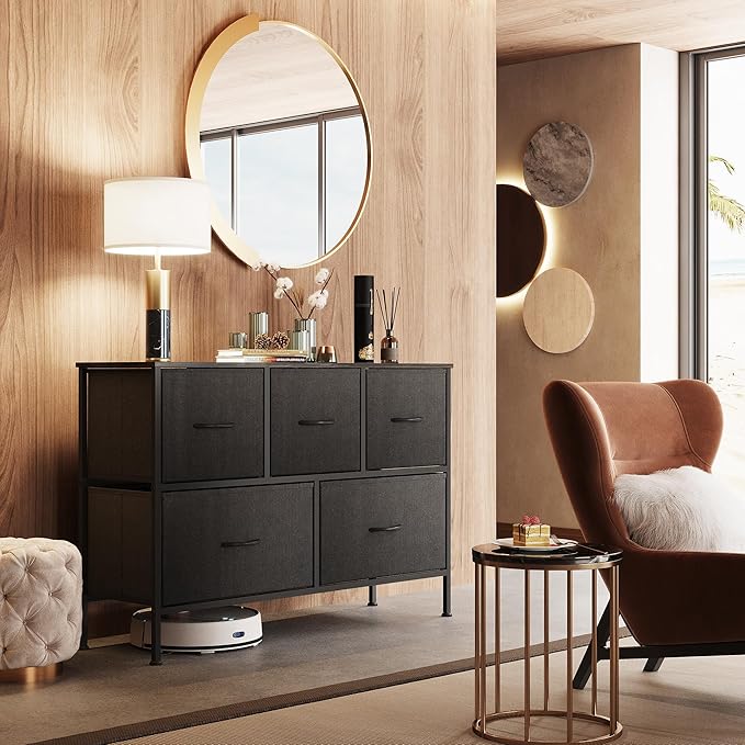 WLIVE Dresser for Bedroom with 5 Drawers, Long Fabric Dresser, Chest of Drawers - Image 4
