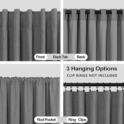 KOUFALL 102 Inch Long Curtains, 2 Panels Set, Dark Gray - Image 4