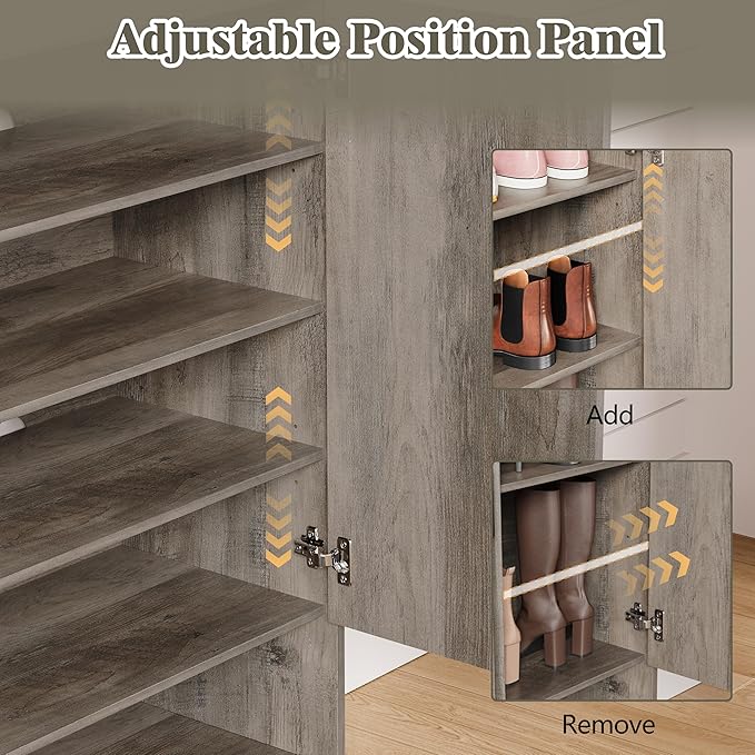 Shoe Cabinet Storage for Entryway, 5 Tier Fluted Shoe Storage Cabinet - Image 3