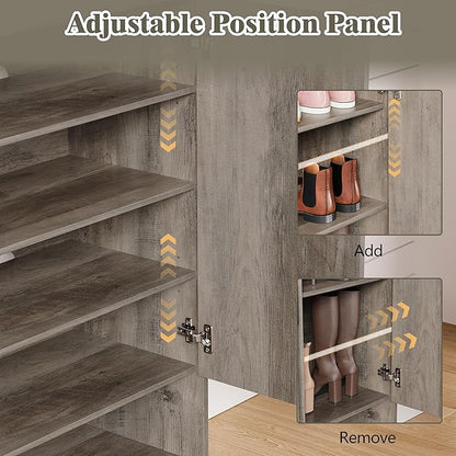Shoe Cabinet Storage for Entryway, 5 Tier Fluted Shoe Storage Cabinet - Image 3