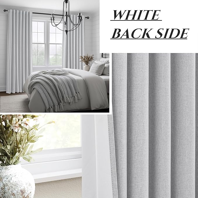 Light Grey 100% Blackout Curtains 54 Inches Long 2 Panels Set, Short Linen Heat - Image 7