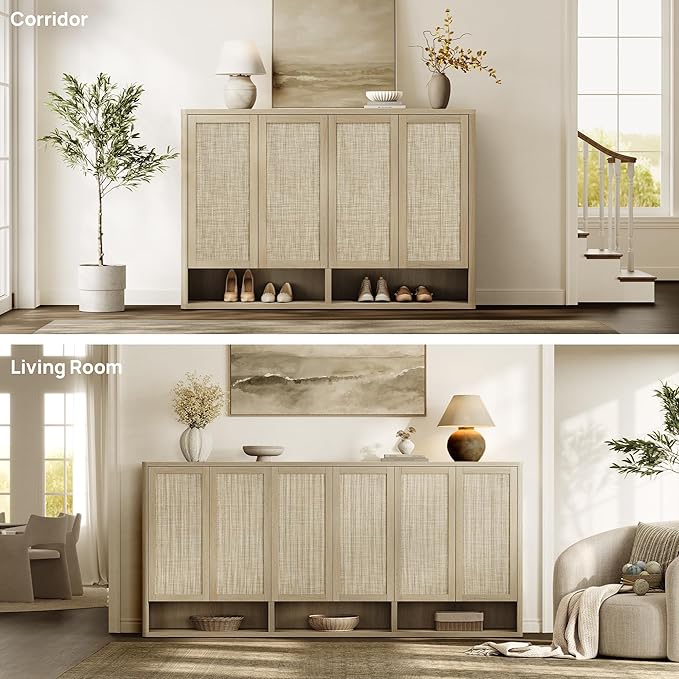 SICOTAS Rattan Shoe Storage Cabinet - Image 4