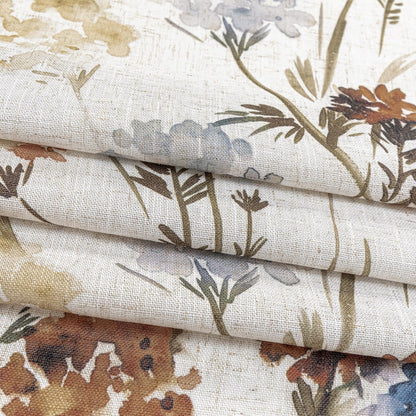 MYSKY HOME Floral Linen Curtains 84 inch Length 2 Panels Set Summer Flower Patterned Semi Sheer Light Filtering Privacy Farmhouse Grommet Drapes for Living/Dining Room, Yellow, W52 x L84, Pack-2