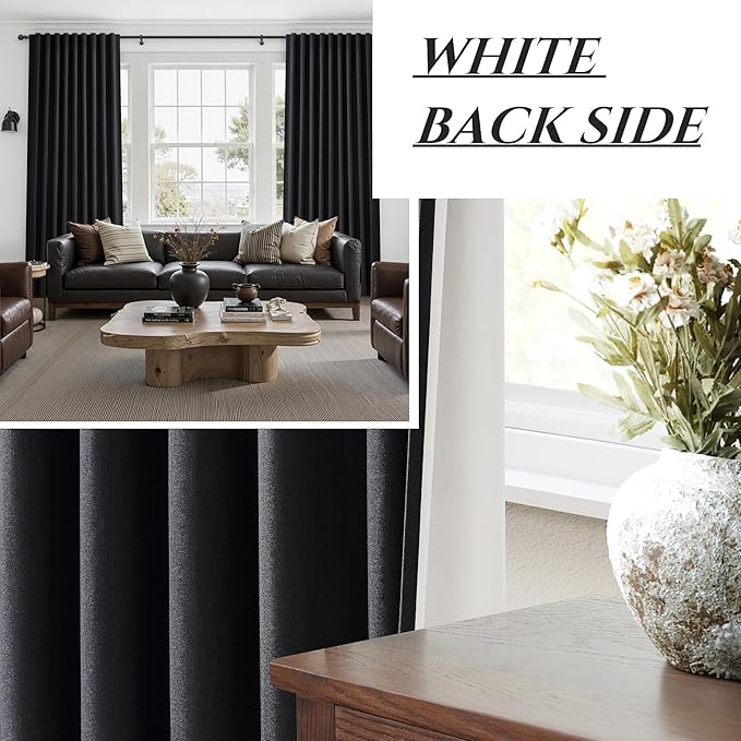 Black Out Curtains 60 Inches Extra Wide Luxury Linen Curtains 84 Inch Length - Image 5