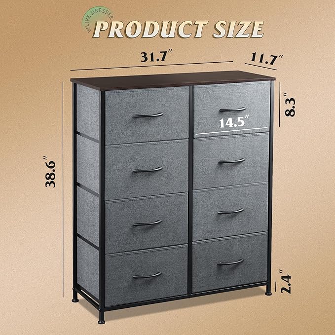WLIVE Fabric Dresser for Bedroom, Tall Dresser - Image 3
