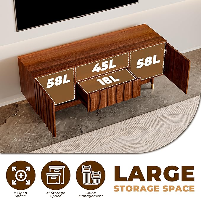 ATJafurn 55‘’ Brown Walnut Finish TV Stand - Image 6