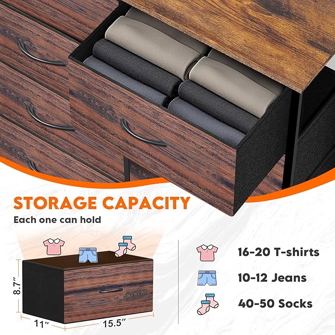 Dresser for Bedroom with 10 Drawers, Chest of Drawers, Storage Drawers - Image 6