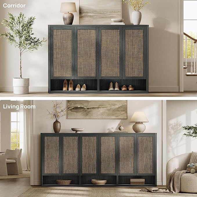 SICOTAS Rattan Shoe Storage Cabinet - Image 4