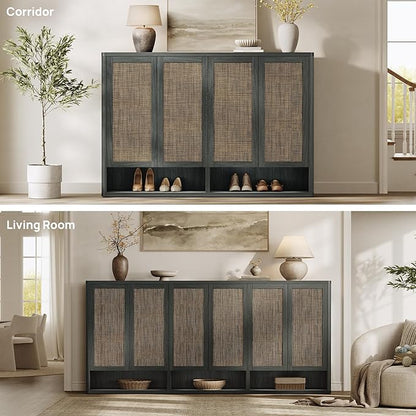 SICOTAS Rattan Shoe Storage Cabinet - Image 4