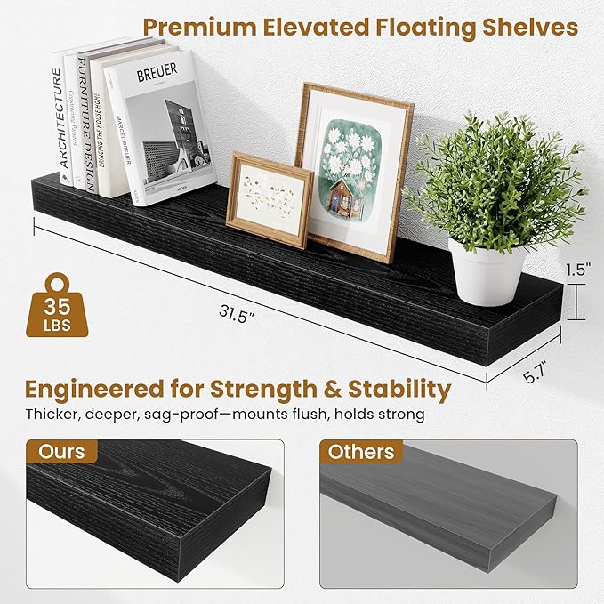 Fun Memories Bathroom Shelves 32 Inch Long Set of 2, Floating Shelves - Image 3