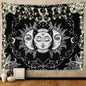 Sun and Moon Tapestry Black and White Tapestries Mystic Burning Sun with Star Wall Hanging Decor for Bedroom (40" W x 30" L)