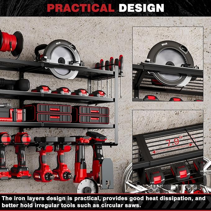 48" Large Power Tools Organizer Wall Mount, 12 Drill Holder - Image 5