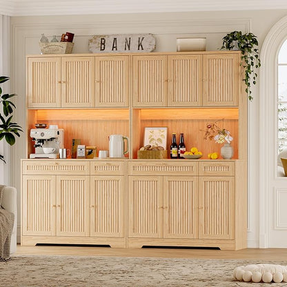 Pantry Cabinet with Charging Station and Light, Tall Kitchen Pantry Storage - Image 6