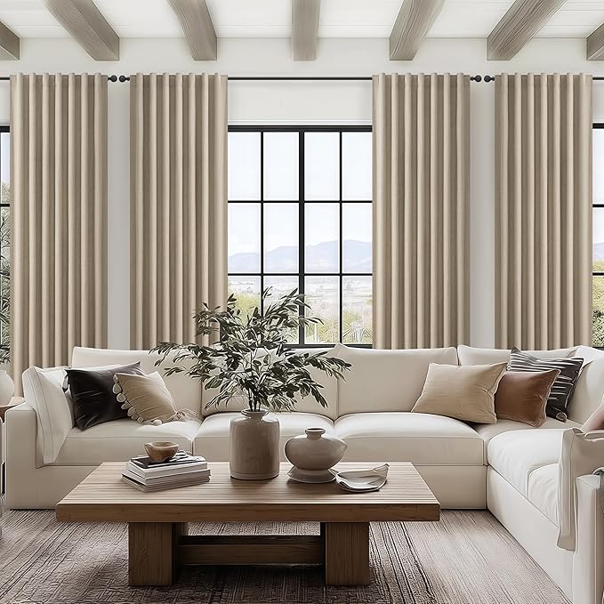 Grey Beige Short Small Window Room Darkening Curtains 54 Inches Long - Image 5