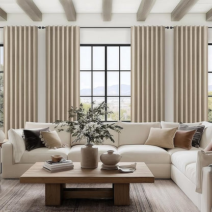 Grey Beige Short Small Window Room Darkening Curtains 54 Inches Long - Image 5