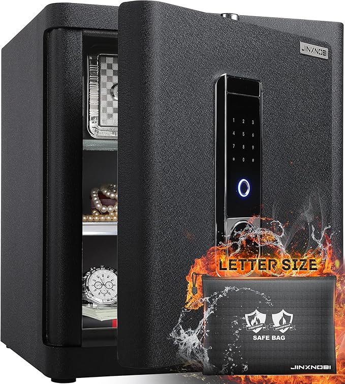 Deluxe Biometric Safe with Fireproof Waterproof Bag, 2.25 Cubic Feet Safe Box by JINXNOBI