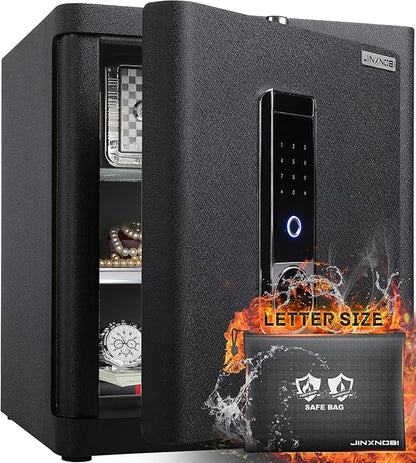 Deluxe Biometric Safe with Fireproof Waterproof Bag, 2.25 Cubic Feet Safe Box by JINXNOBI