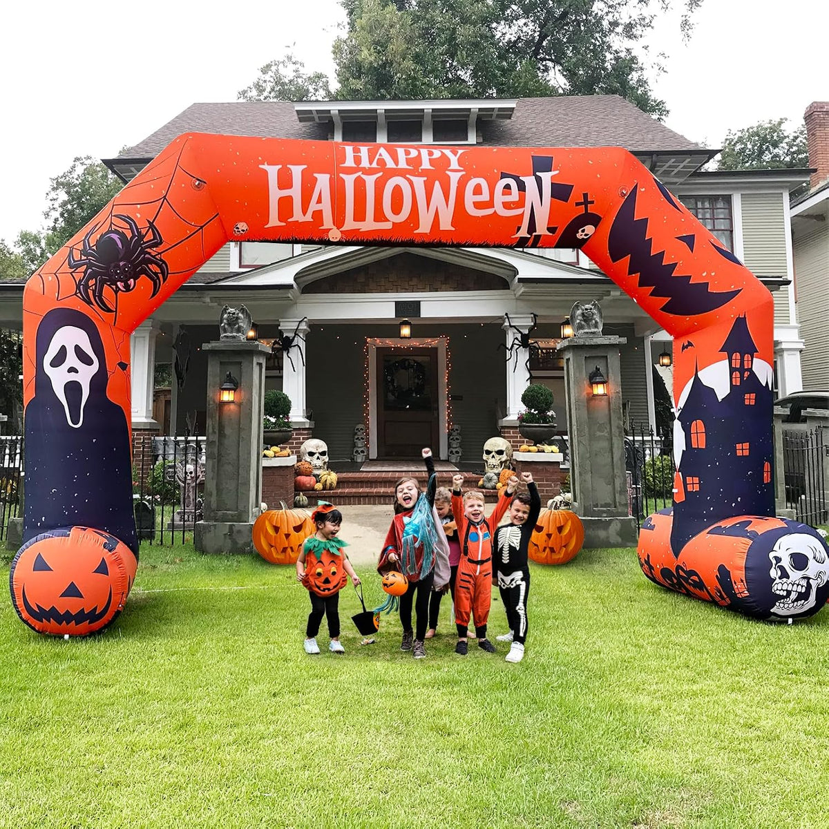 20ft Halloween Inflatable Archway with 250W Blower, Hexagon Inflatable Arch f...