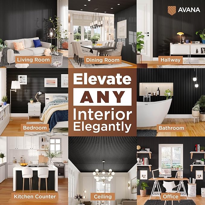 Avana Modern Acoustic Wood Wall Panels – 47.2 x 12.6 Inch Black Oak Acoustic - Image 3