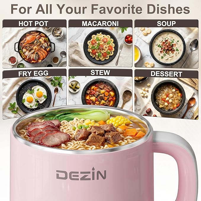 Dezin Hot Pot Electric, Rapid Noodles Cooker, Stainless Steel Electric Pot 1.6 - Image 5