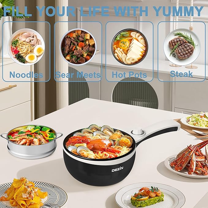 Dezin Hot Pot Electric with Steamer Upgraded, Non-Stick Sauté Pan, Rapid - Image 8