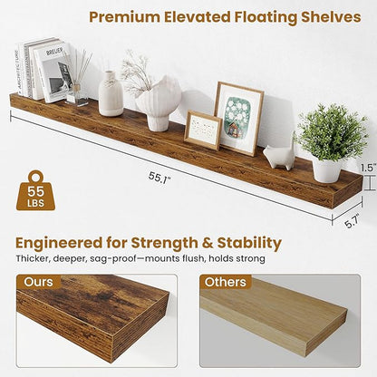 Fun Memories 55 Inch Floating Shelves Bedroom, Large Extra Floating Shelf Set - Image 3
