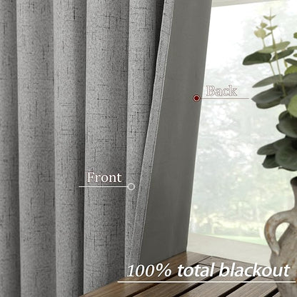 KOUFALL Linen Grey Curtains Blackout - Image 5
