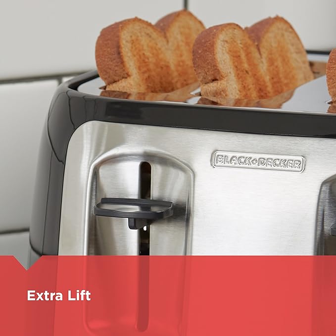 BLACK+DECKER 4-Slice Toaster, Extra Wide Slots, 7 Shade Settings, 1400 Watts - Image 5