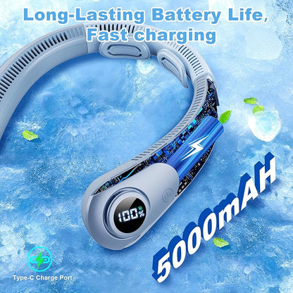 Portable Neck Fan that Blow Cold Air, LED Display, Rechargeable Hands-Free - Image 6