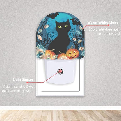 Axxitude Halloween Black Cat Bat Pumpkins Night Lights Plug into Wall - Image 2