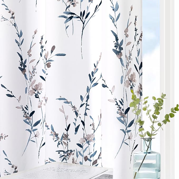 MYSKY HOME Curtains 72 inch Long Floral Curtains by MYSKYHOME