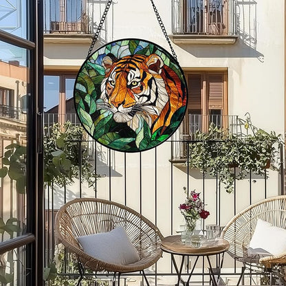 AMDERVEN Stained Glass Window Hanging, Fierce Tiger Sun Catcher - Image 2