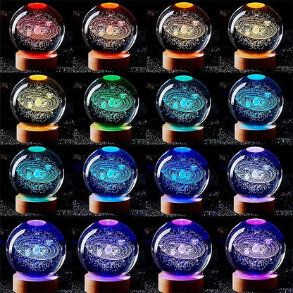 Conalisk 3D Solar System Crystal Ball Lamp, 3.15 Inch K9 Crystal Ball Night - Image 2