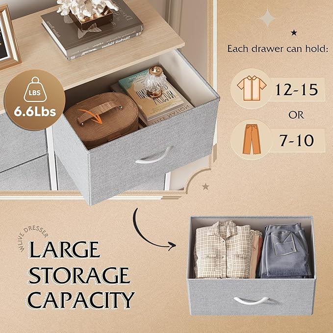 WLIVE Fabric Dresser for Bedroom, Tall Dresser - Image 5