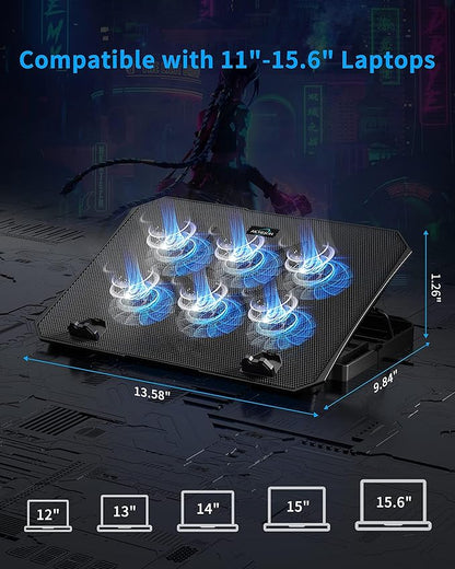 AICHESON Laptop Cooling Pad for 12-15.6 Inch, 6 Cooler Fans - Image 8