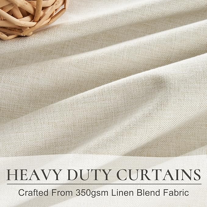 Cute Blackout Curtains 60 Inches Extra Wide Linen 84 Inch Length - Image 4