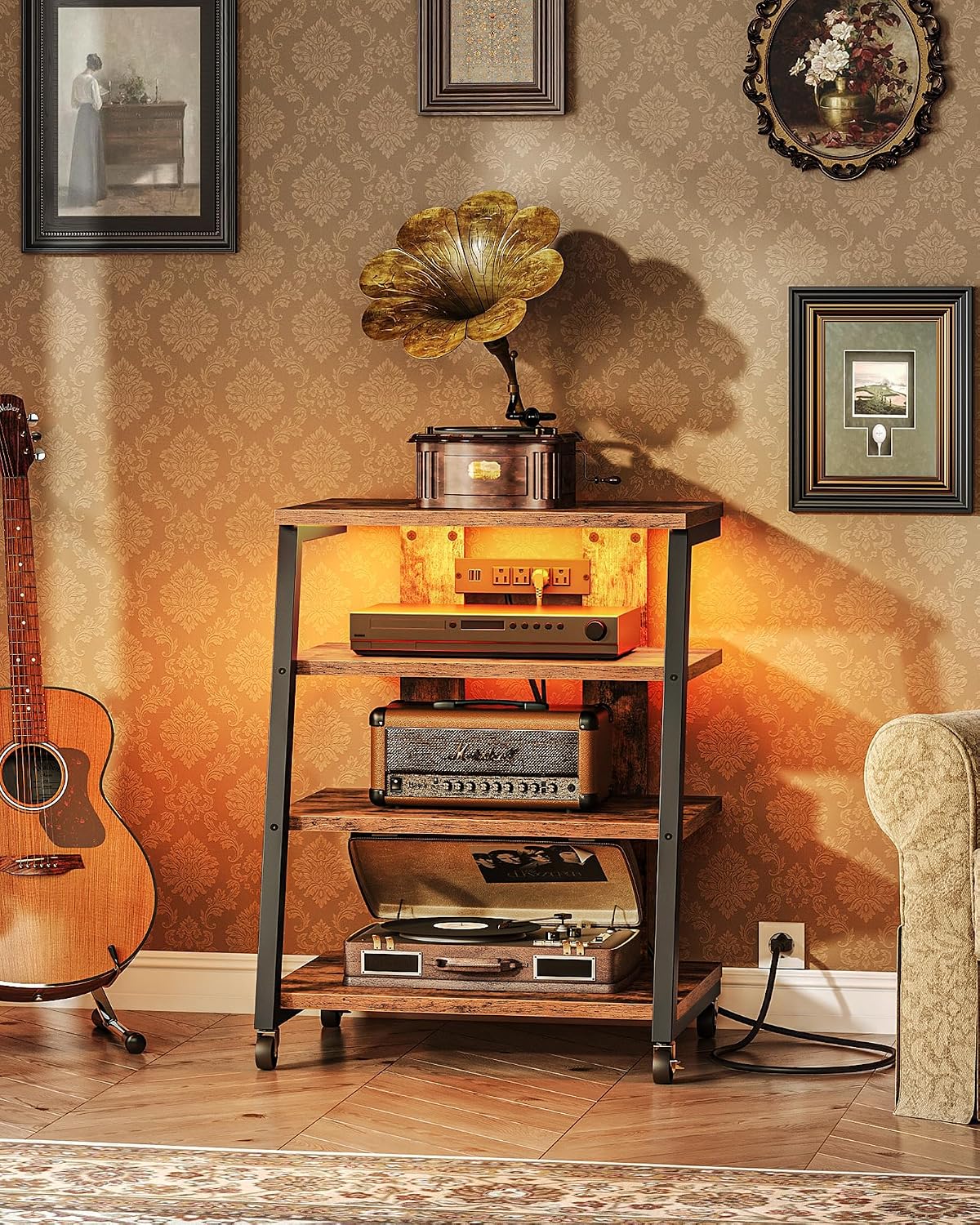 choezon 4-tier av media stand with wheels, stereo, main product view