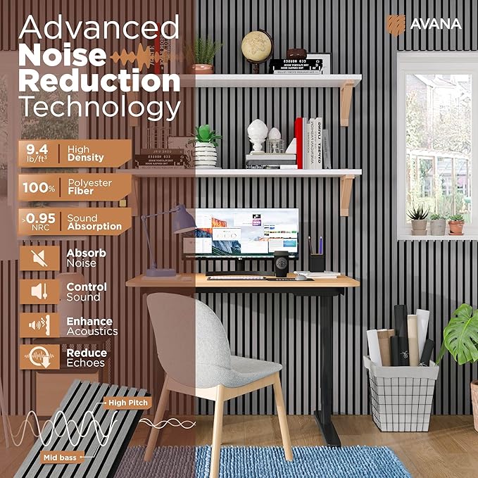 Avana Acoustic Wood Wall Panels – 94.4 x 12.6 Inch Gray Oak Acoustic Panels 4 - Image 5