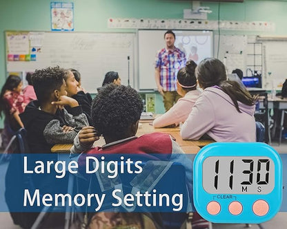 2 Pack Classroom Timers for Teachers Kids Large Magnetic Digital Timer Blue Pink - Image 5
