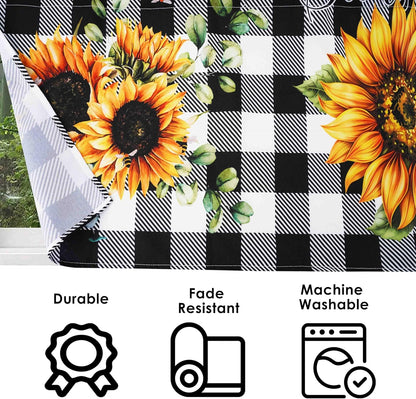 3 Piece Sunflower Kitchen Curtains and Valances Set for Windows Sunflower Art Kitchen Window Curtains Over Sink Decor 27.5x36 in