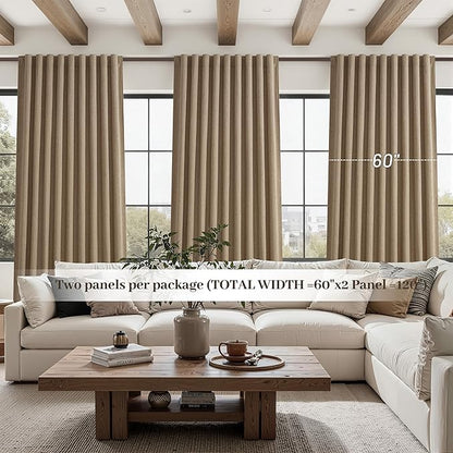 Rust Brown Blackout Curtains 60 Inches Extra Wide Linen 84 Inch Length - Image 5