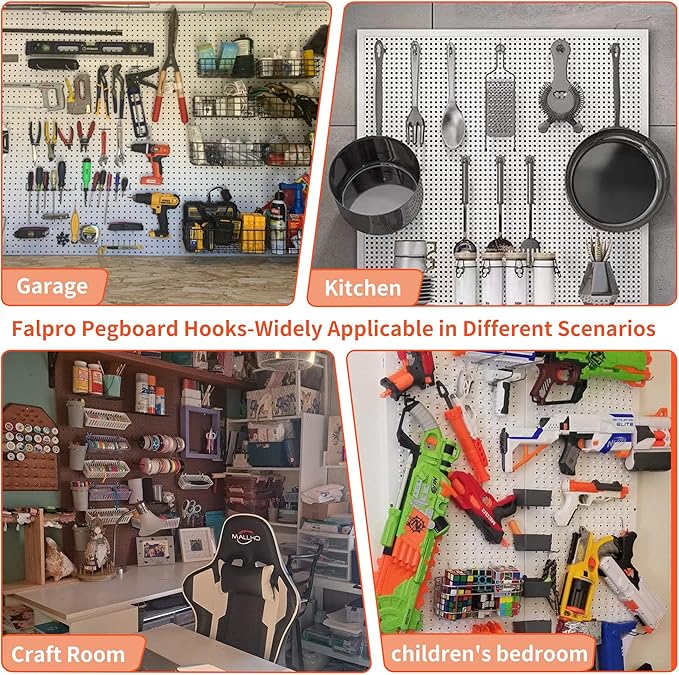 240PCS Pegboard Hooks Assortment, Pegboard Organizer Kit - Image 7