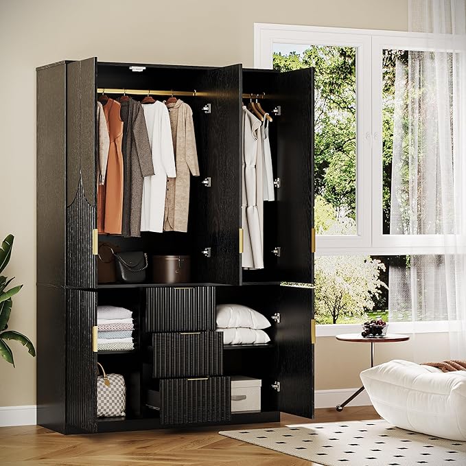 71" Wardrobe Armoire Wooden Closet - Image 3