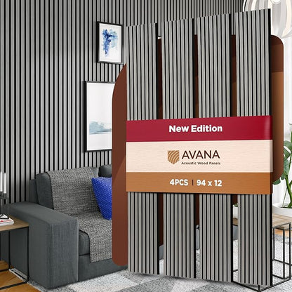 Avana Acoustic Wood Wall Panels – 94.4 x 12.6 Inch Gray Oak Acoustic Panels 4 by AvanaHome